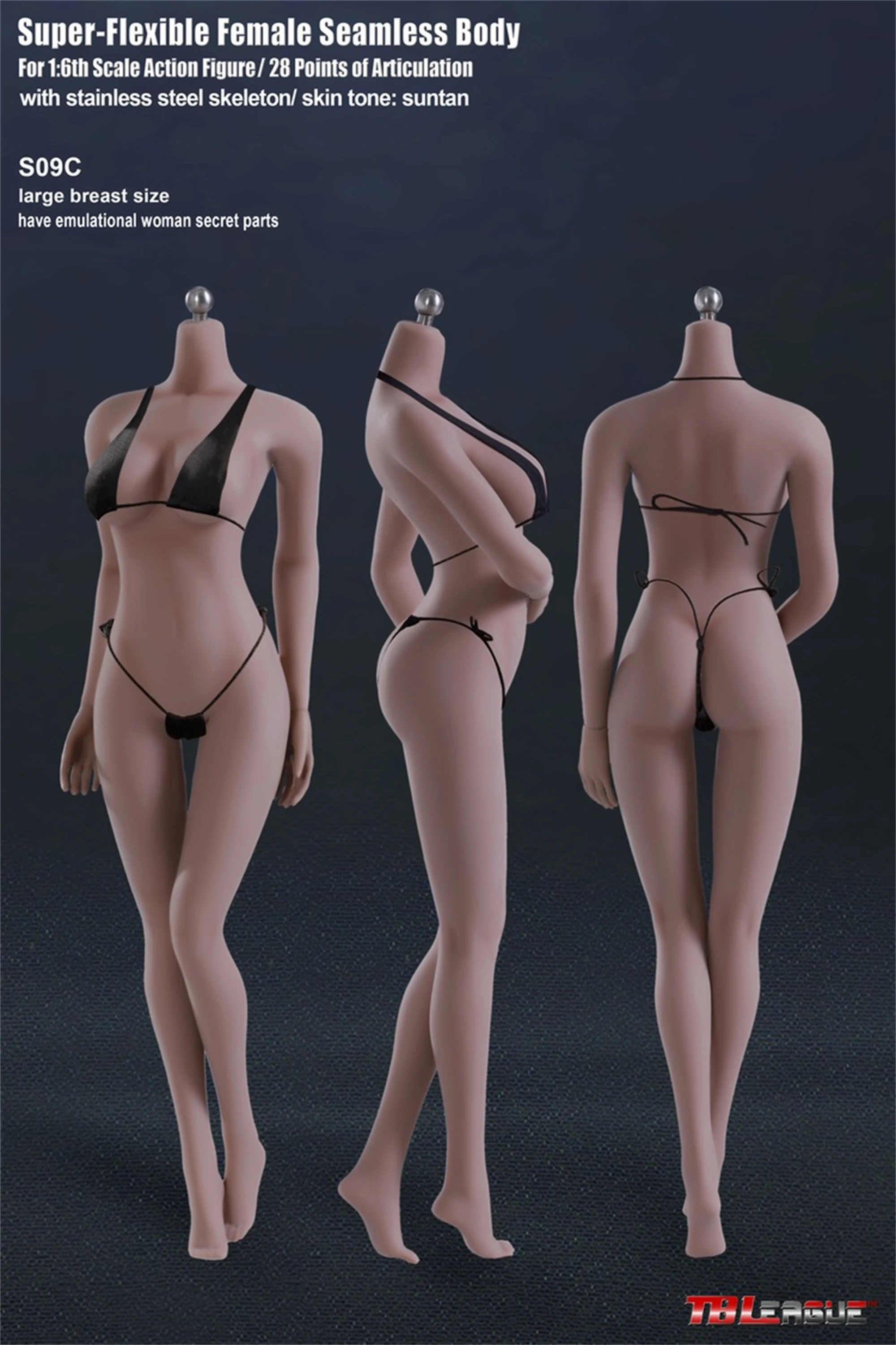 TBLeague S09C 1/6 Suntan Skin Large Breast Seamless Body With Secret Parts 12'' Flexible Rubber Action Figure
TBLeague S09C 1/6 Suntan Skin Large Breast Seamless Body With Secret Parts 12'' Flexible Rubber Action Figure