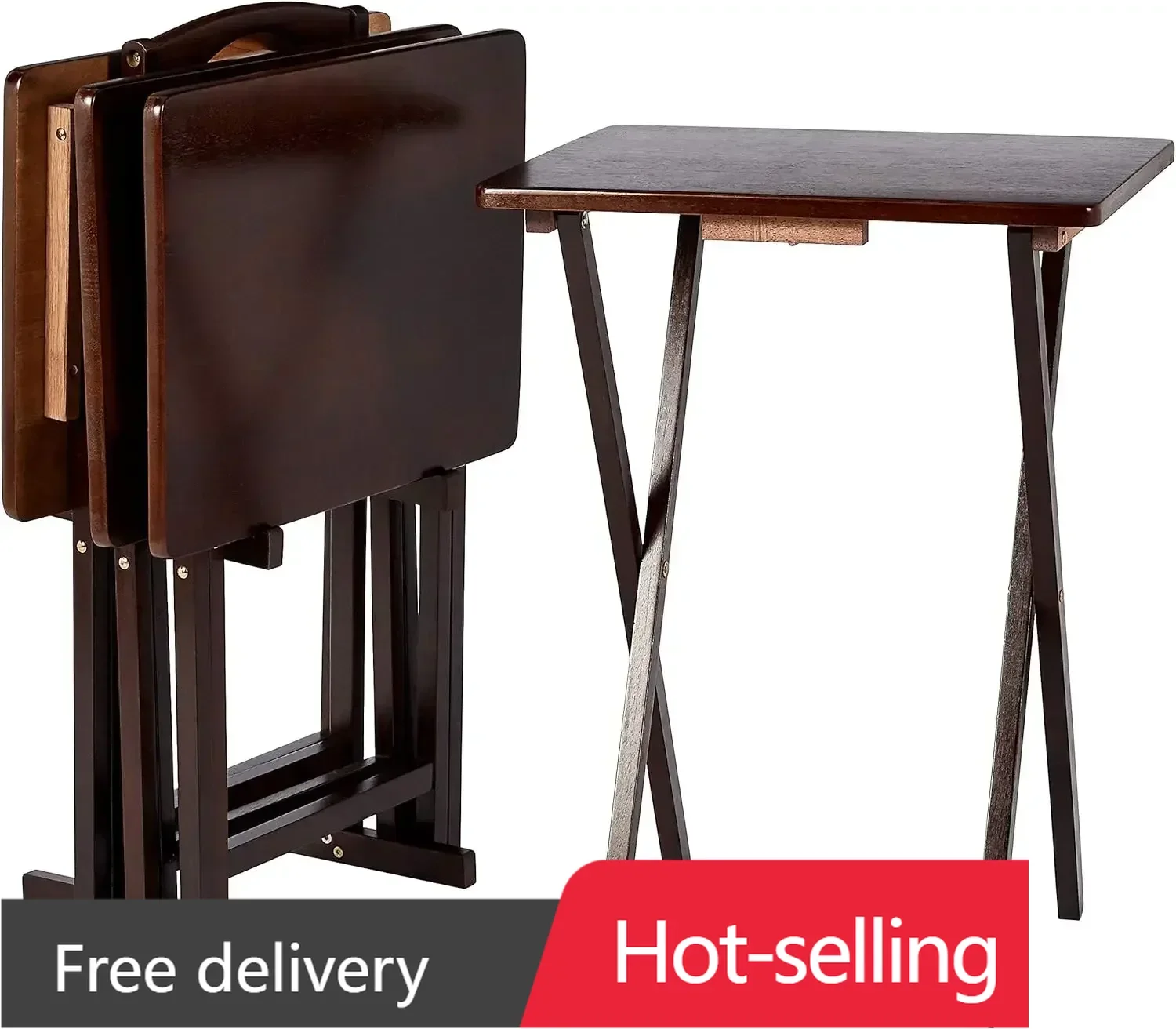Classic TV Dinner Rectangular Folding Tray Table with Storage Rack - 4-Pack, Espresso, 14.6 L x 19 W x 26 H inch
Classic TV Dinner Rectangular Folding Tray Table with Storage Rack - 4-Pack, Espresso, 14.6 L x 19 W x 26 H inch