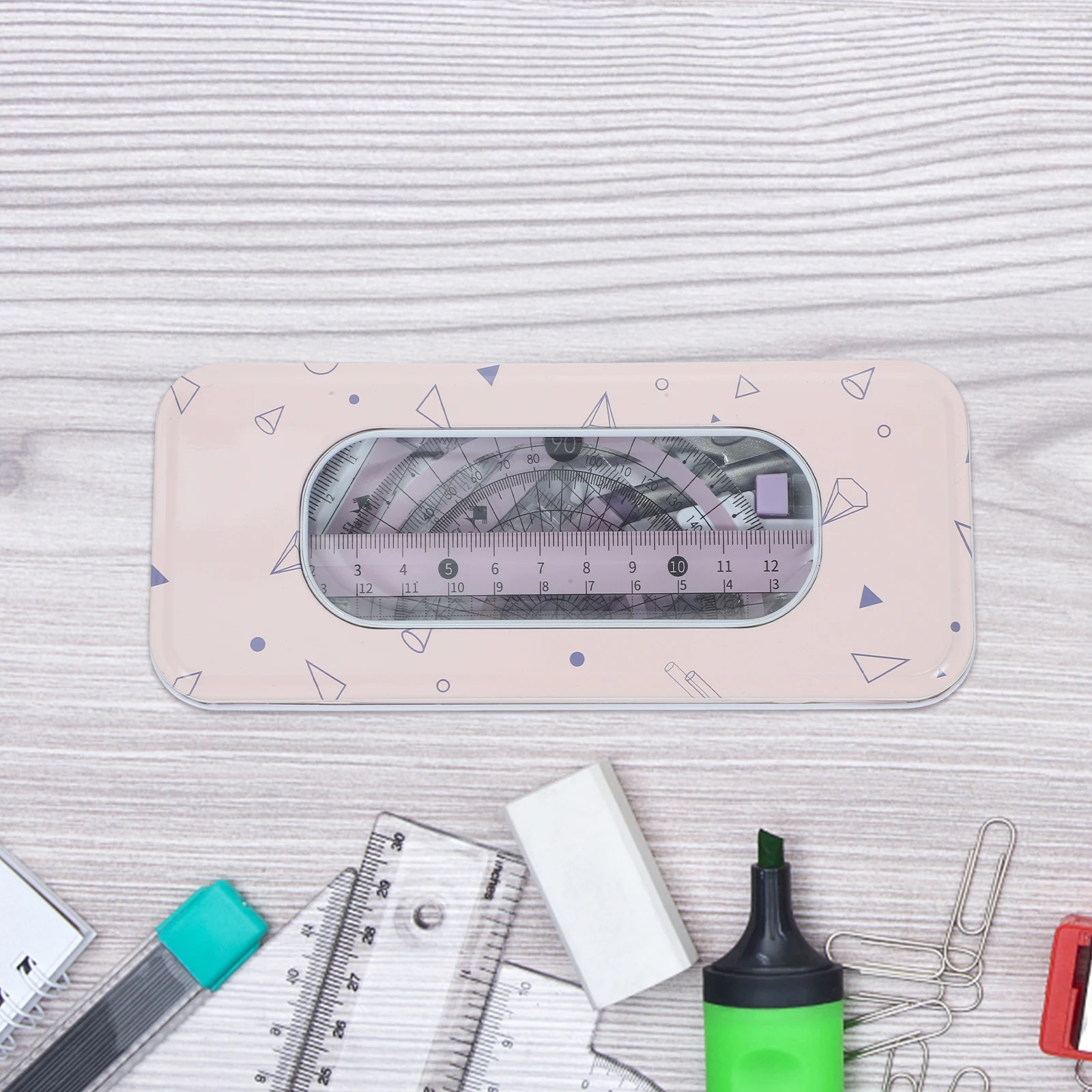 1 set Ruler Drawing Office Set Triangle Board Metal Compass Protractor Clear Numbers Kids School Supplies Geometry Set
1 set Ruler Drawing Office Set Triangle Board Metal Compass Protractor Clear Numbers Kids School Supplies Geometry Set
