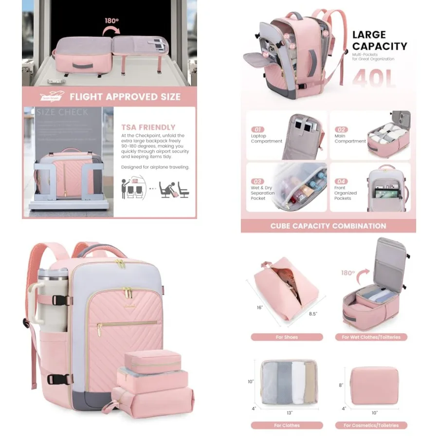 Large Travel Backpack for Women, TSA Carry on Backpack for Airplanes, 40L Personal Item Travel Bag for Women fits 17" Laptop, W
Large Travel Backpack for Women, TSA Carry on Backpack for Airplanes, 40L Personal Item Travel Bag for Women fits 17" Laptop, W