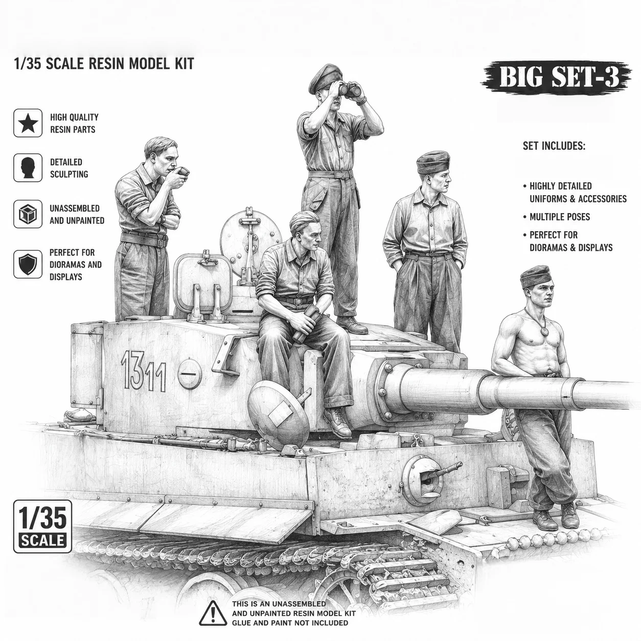 1: 35 Casting Resin Model Kit, Gk, Leopard Tank Team of 5 Members Resin Grey Assembled Model, Unpainted
1: 35 Casting Resin Model Kit, Gk, Leopard Tank Team of 5 Members Resin Grey Assembled Model, Unpainted