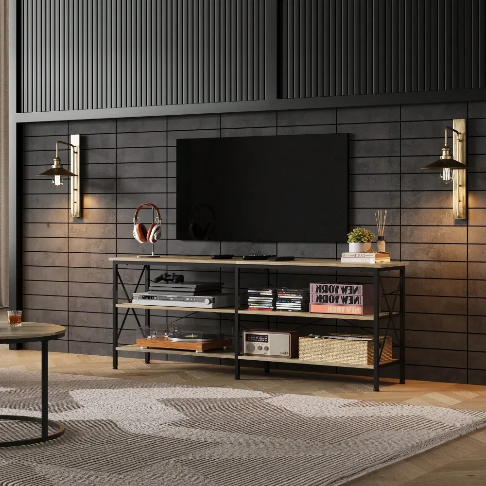 Stand For 70 Inch TV, 63 Entertainment Center With 3Tier Storage Shelves, Media Console TV Cabinet For Living Room Bedroom, Mod
Stand For 70 Inch TV, 63 Entertainment Center With 3Tier Storage Shelves, Media Console TV Cabinet For Living Room Bedroom, Mod