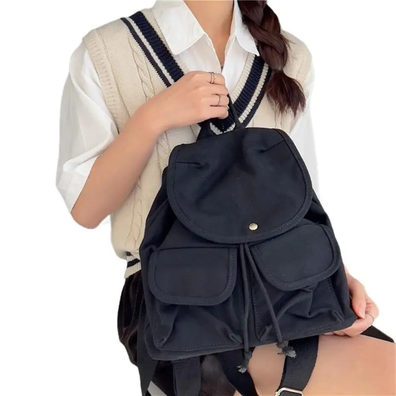 63HC Korean Canvas Backpack Women Multiple Pocket Vintage Drawstring Backpack
63HC Korean Canvas Backpack Women Multiple Pocket Vintage Drawstring Backpack