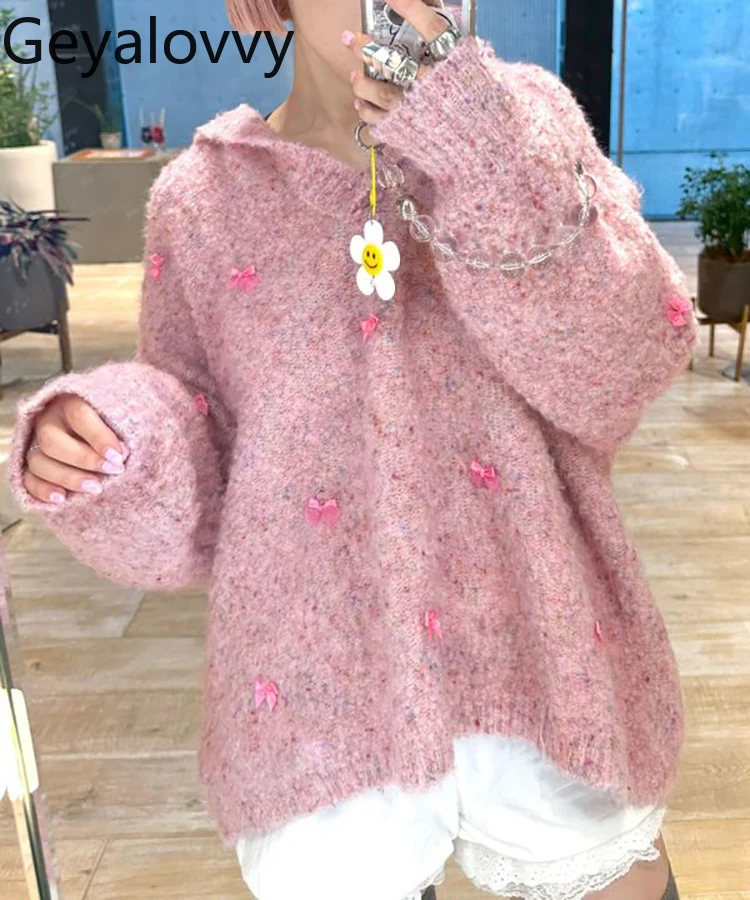 Japanese Style Sweet Cute Girl Bowknot Navy Collar Pullover Autumn Winter New Versatile Turn-down Collar Loose Outerwear Sweater
Japanese Style Sweet Cute Girl Bowknot Navy Collar Pullover Autumn Winter New Versatile Turn-down Collar Loose Outerwear Sweater