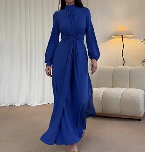 Solid Color Semi High Neck Slim Fit Waist A-Line Long Sleeved Dress with Autumn Temperament Elegant Twisted Waist Women's Dress
Solid Color Semi High Neck Slim Fit Waist A-Line Long Sleeved Dress with Autumn Temperament Elegant Twisted Waist Women's Dress