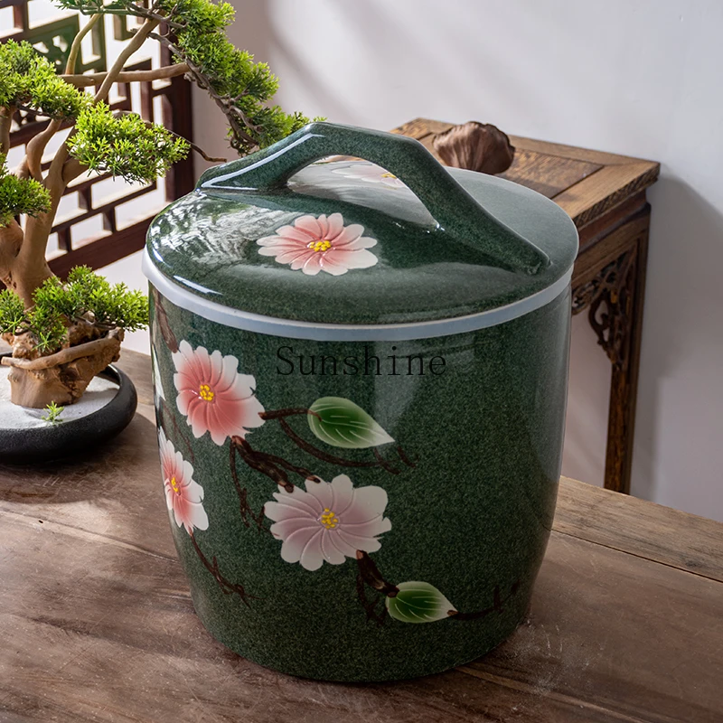 Ceramic rice bucket with lid 10/20/30 catties Household insect-proof moisture sealed rice storage tank 
Ceramic rice bucket with lid 10/20/30 catties Household insect-proof moisture sealed rice storage tank