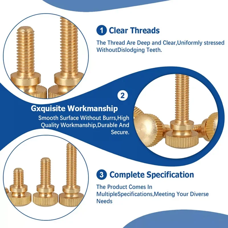 Hongtu GB834 Brass Knurled Thumb Screws - M3/M4/M5/M6/M8/M10, 5mm~50mm Thread Length, Hand Turn Step Bolts
Hongtu GB834 Brass Knurled Thumb Screws - M3/M4/M5/M6/M8/M10, 5mm~50mm Thread Length, Hand Turn Step Bolts