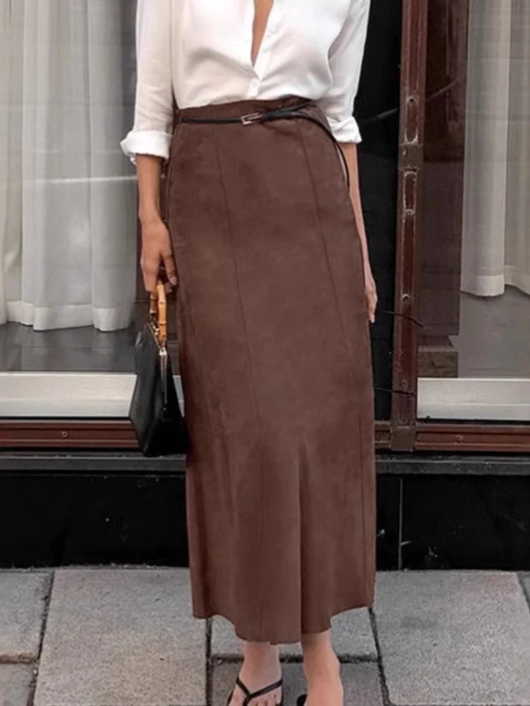 Retro Suede Brown Skirt Fashion High Waisted A-line Long Skirt Office Lady Casual Bottoms Zipper Slim Fit Straight Tube Skirt
Retro Suede Brown Skirt Fashion High Waisted A-line Long Skirt Office Lady Casual Bottoms Zipper Slim Fit Straight Tube Skirt