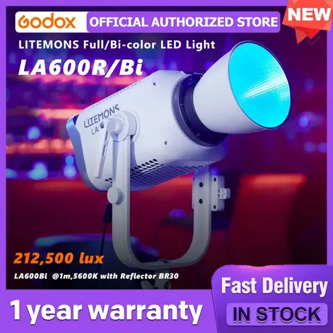 New Godox LA600R LA600BI 600w RGB Full-color LED COB Video Light supports multiple modes such as HSI/RGBW/GEL/FX