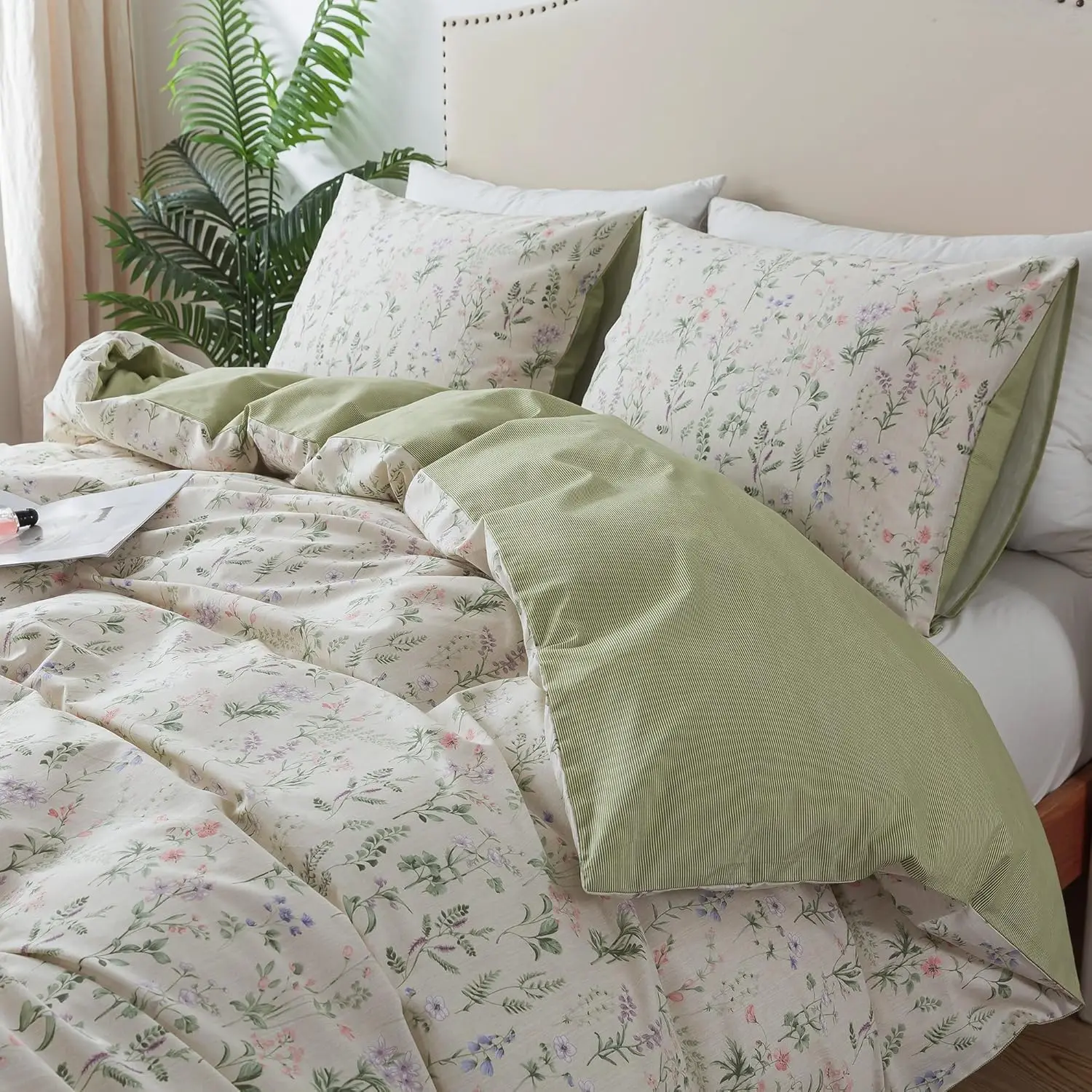 100% Cotton Floral Duvet Cover Queen - 3 Piece Botanical Comforter Set with Hidden Zipper & Corner Ties, Wildflower Bedding
100% Cotton Floral Duvet Cover Queen - 3 Piece Botanical Comforter Set with Hidden Zipper & Corner Ties, Wildflower Bedding