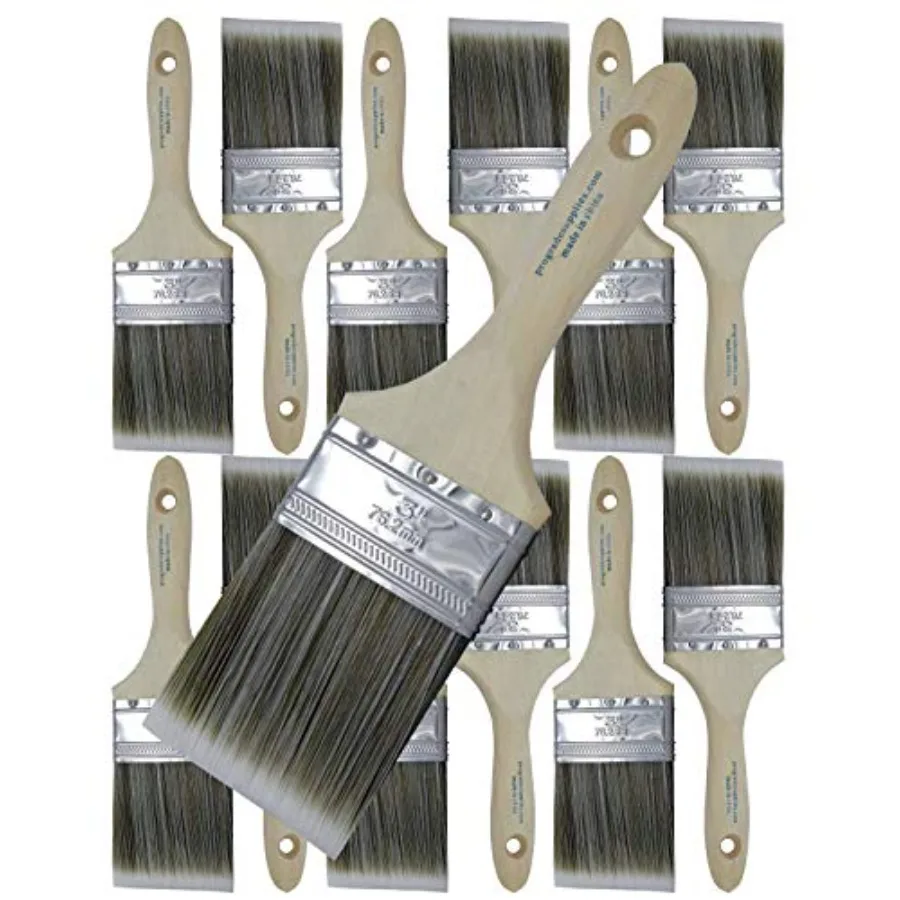Paint Brushes 3 Inch Flat Paint Brush Set for Walls Trim Cabinets Doors Professional Painter Contractor Interior Exterior 12 Pa
Paint Brushes 3 Inch Flat Paint Brush Set for Walls Trim Cabinets Doors Professional Painter Contractor Interior Exterior 12 Pa
