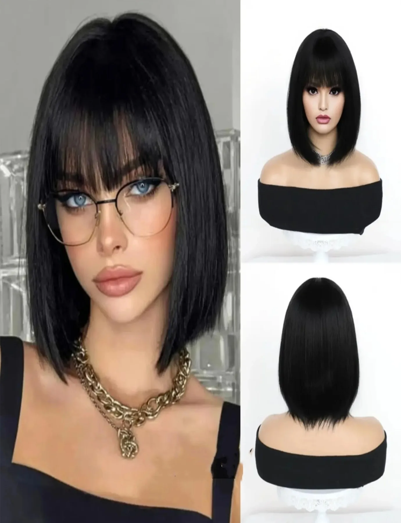 New black bob hairstyle synthetic wig for party, Halloween cosplay, daily use high-temperature hair accessory wig set
New black bob hairstyle synthetic wig for party, Halloween cosplay, daily use high-temperature hair accessory wig set