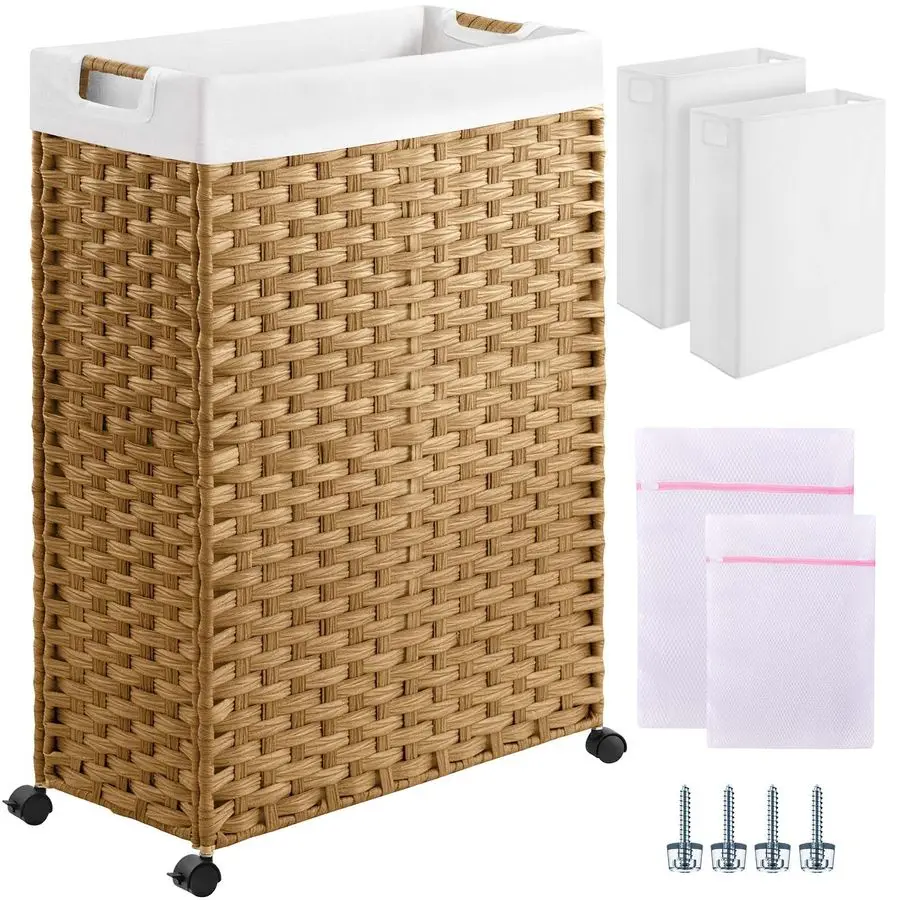 Laundry Hamper with Wheels amp Handles, 26.4 Gallon 100L Slim Laundry Basket with 2 Removable Liner Bags amp 2 Mesh Bags, Foldab
Laundry Hamper with Wheels amp Handles, 26.4 Gallon 100L Slim Laundry Basket with 2 Removable Liner Bags amp 2 Mesh Bags, Foldab