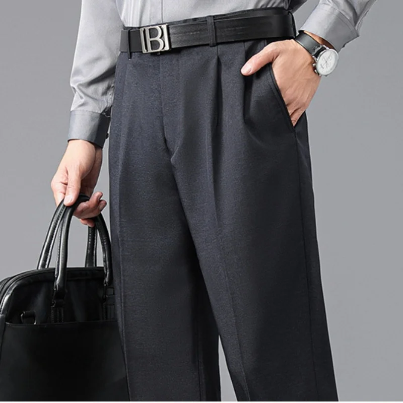 High Waist Suit Pants Men Autumn Thicken Double Pleated Straight Loose Formal Men Trousers High Quality Black Size 29-42 44 46
High Waist Suit Pants Men Autumn Thicken Double Pleated Straight Loose Formal Men Trousers High Quality Black Size 29-42 44 46