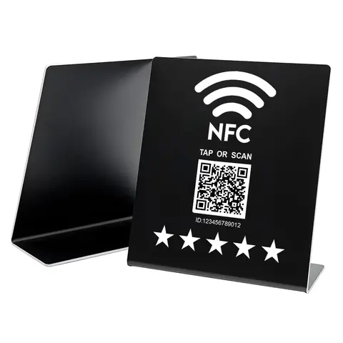 NFC Tap Google Review Stand Boost Feedback do cliente com Tap & Scan QR Tag programável nfc 13,56 MHz Revisão de cartões nfc