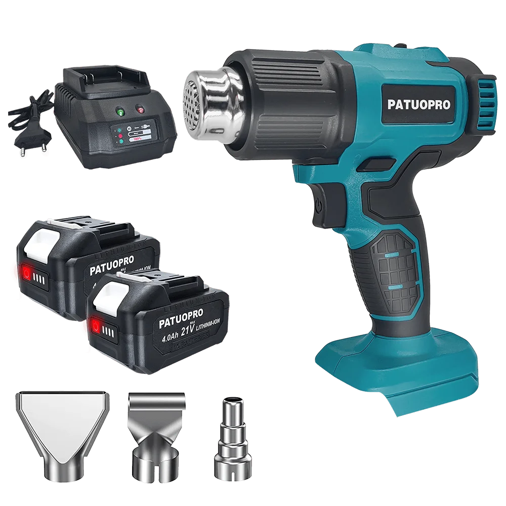 PATUOPRO Беспроводная тепловая пушка Портативный ручной сверхмощный электрический фен Электроинструменты с 3 насадками для батареи Makita 18 В
PATUOPRO Беспроводная тепловая пушка Портативный ручной сверхмощный электрический фен Электроинструменты с 3 насадками для батареи Makita 18 В