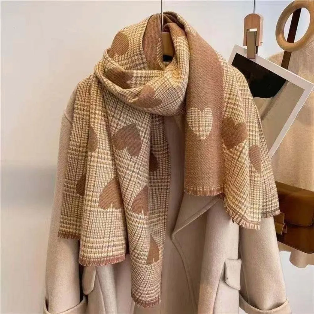 Acrylic Fibers Heart Knitted Scarf Warmer Tartans Printed Double-sided Scarf Soft Windproof Long Thickened Shawl Girls
Acrylic Fibers Heart Knitted Scarf Warmer Tartans Printed Double-sided Scarf Soft Windproof Long Thickened Shawl Girls