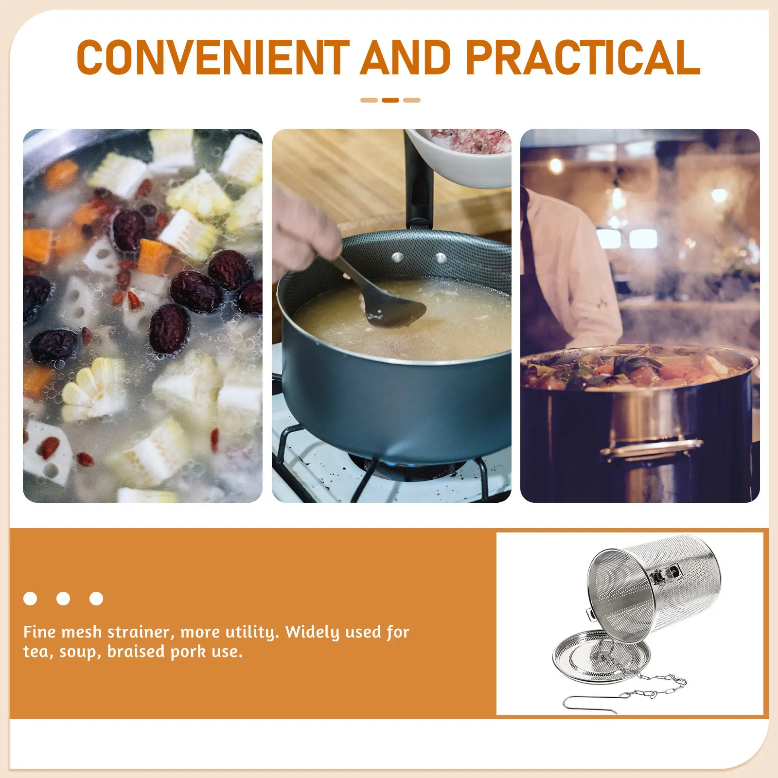 1Pcs Stainless Steel Brine Filter Basket 14x15 Seasoning Strainer Basket for Soup Tea Braised Pork Use Spice Strainer
1Pcs Stainless Steel Brine Filter Basket 14x15 Seasoning Strainer Basket for Soup Tea Braised Pork Use Spice Strainer