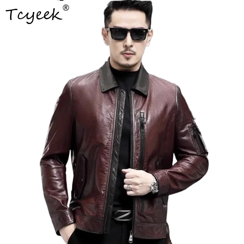 Tcyeek Real Goatskin Spring Autumn High End Trendy Lapel Noble Red Мужская куртка из натуральной кожи Куртка Кожаная Мужская 가죽 자켓
Tcyeek Real Goatskin Spring Autumn High End Trendy Lapel Noble Red Мужская куртка из натуральной кожи Куртка Кожаная Мужская 가죽 자켓