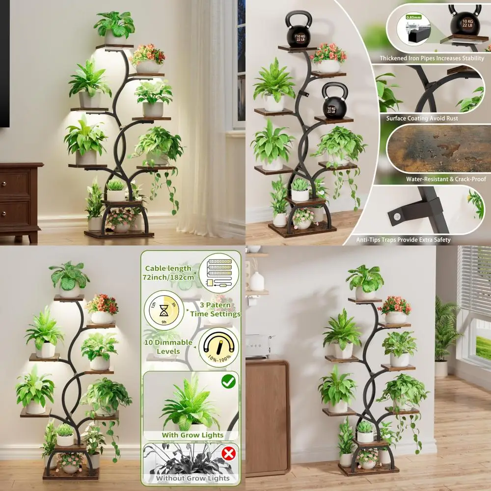 8-уровневая угловая подставка для комнатных растений с подсветкой для выращивания - высокая 49-полка для растений для садоводства в помещении
8-уровневая угловая подставка для комнатных растений с подсветкой для выращивания - высокая 49-полка для растений для садоводства в помещении