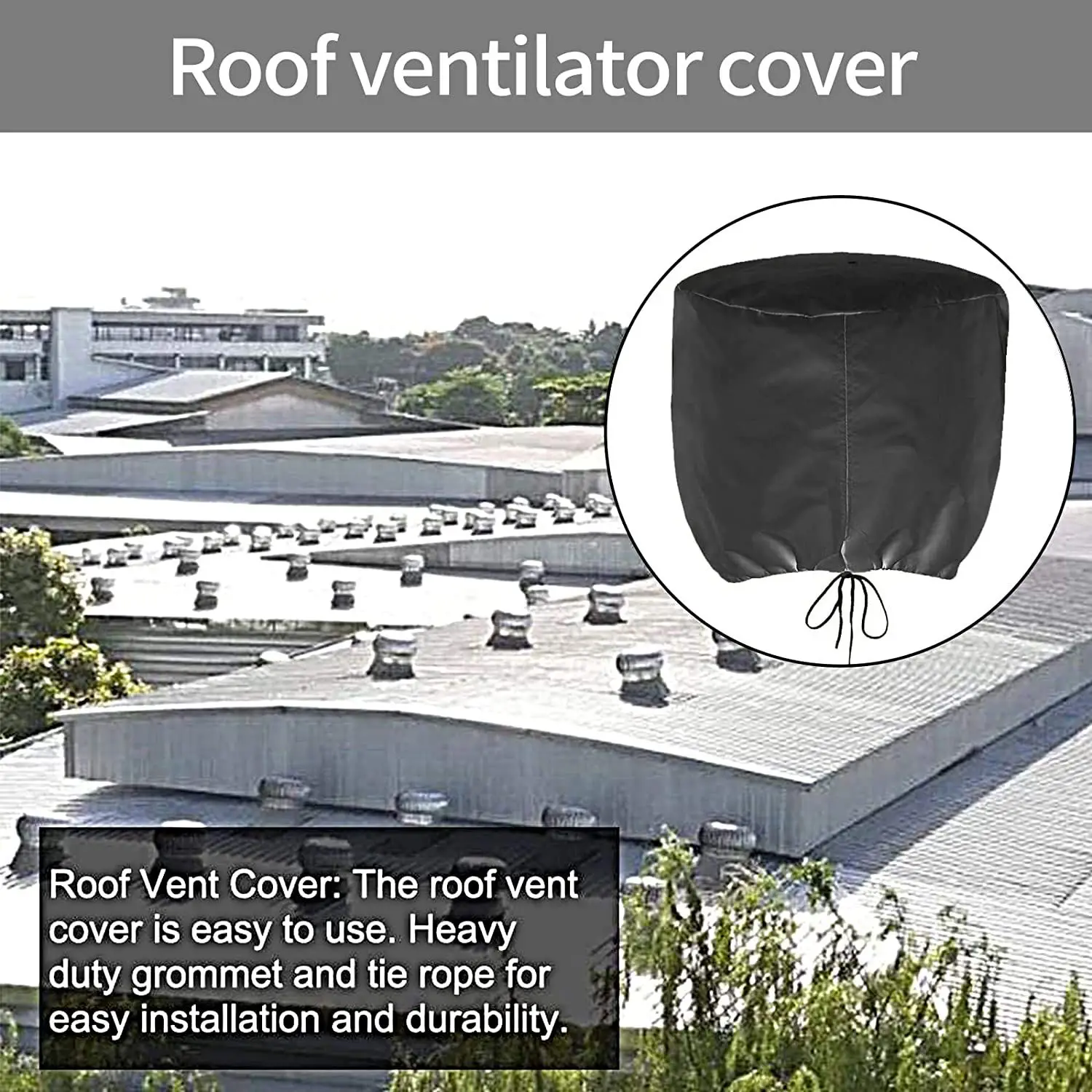 (PQWN) 2Pcs Roof Vent Cover House Roof Turbine Hoods Shield Canvas 20Inch X 20Inch Black
(PQWN) 2Pcs Roof Vent Cover House Roof Turbine Hoods Shield Canvas 20Inch X 20Inch Black