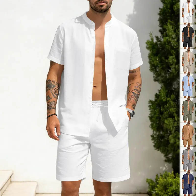 New Summer Hawaiian Men's Linen Loose Beach Short Sleeve Shirt And Shorts Set Youth Shirt Short Pants Casual Outfit
New Summer Hawaiian Men's Linen Loose Beach Short Sleeve Shirt And Shorts Set Youth Shirt Short Pants Casual Outfit