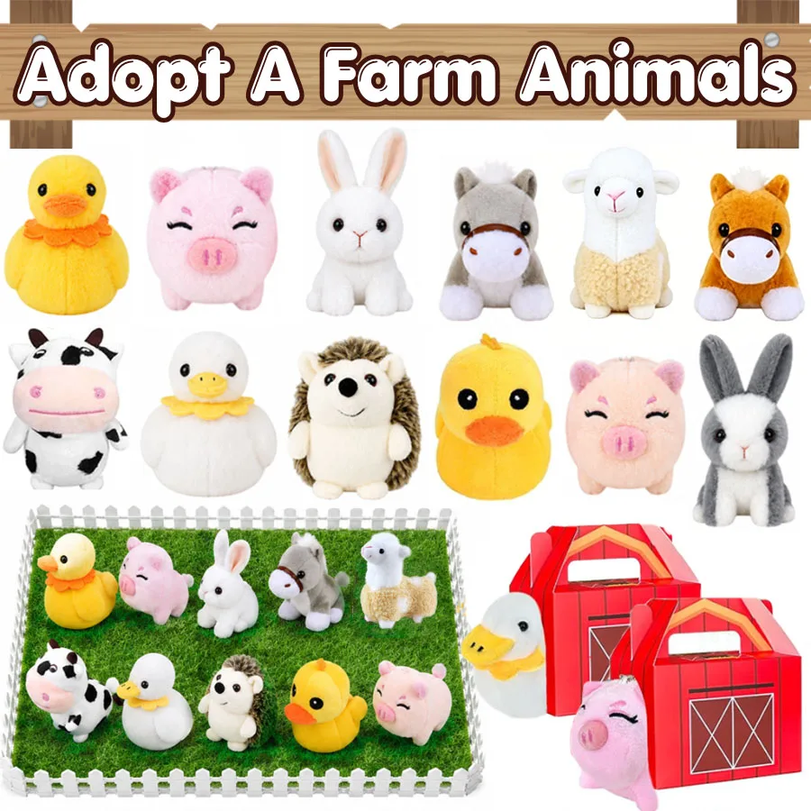 12-36Sets Adopt A Farm Animal Party Favors Stuffed Animals Bulk With Fence Lawn Paper Box For Farm Animal Birthday Party
12-36Sets Adopt A Farm Animal Party Favors Stuffed Animals Bulk With Fence Lawn Paper Box For Farm Animal Birthday Party