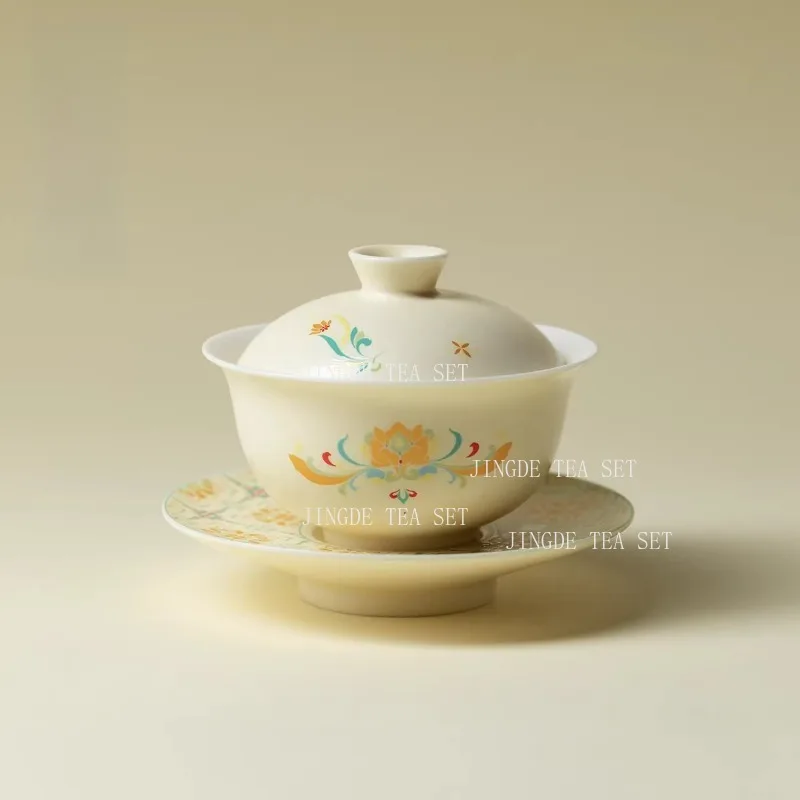 120ml Chinese 3 Talents Bowl Household High End Ceramic Tea Bowl Chinese Thin Tire Tea Cup Kungfu Tea Set Drinking Utensils
120ml Chinese 3 Talents Bowl Household High End Ceramic Tea Bowl Chinese Thin Tire Tea Cup Kungfu Tea Set Drinking Utensils