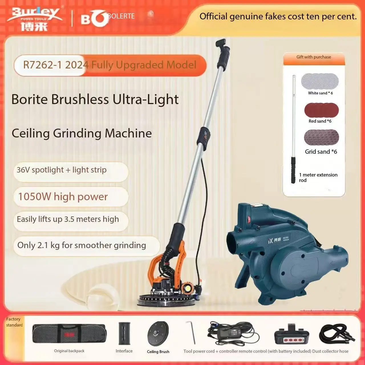 Bolt 7262 New Brushless Ultra Light Grinding Machine, Ceiling Mounted High-speed Wall Polishing Machine
Bolt 7262 New Brushless Ultra Light Grinding Machine, Ceiling Mounted High-speed Wall Polishing Machine