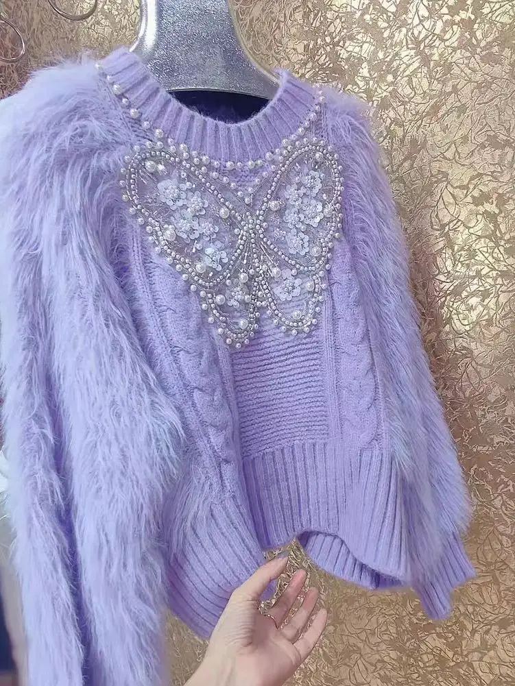 New In Autumn Winter Embroidered Flares Short Faux Fur Thick Sweater Women's Long Sleeve Knitted Outwear Pullover Woman Clothes
New In Autumn Winter Embroidered Flares Short Faux Fur Thick Sweater Women's Long Sleeve Knitted Outwear Pullover Woman Clothes