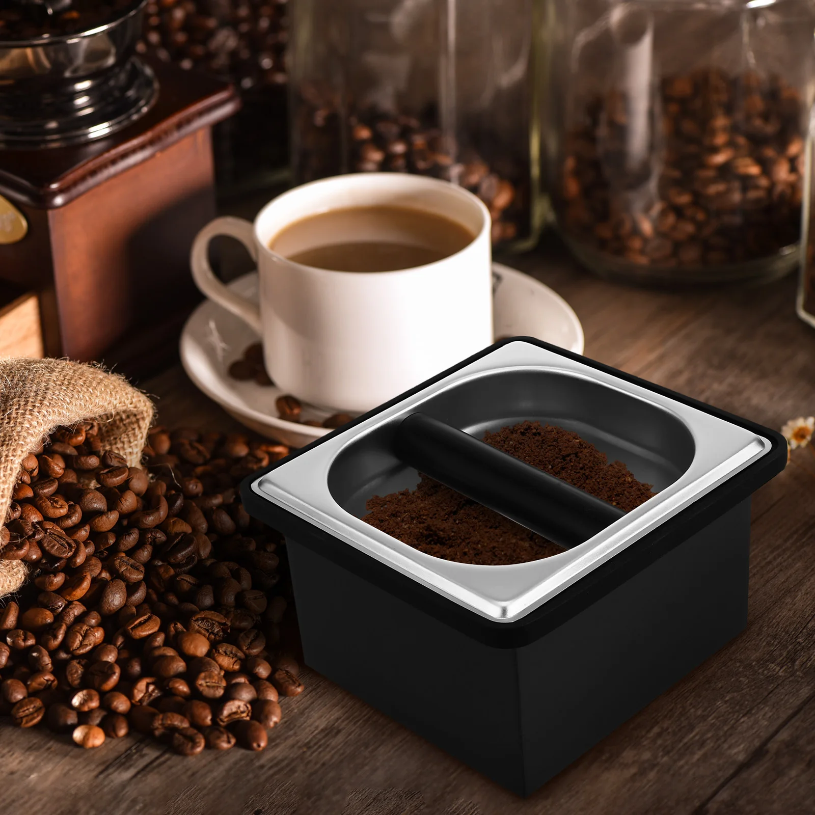 Coffee Stainless Steel Large Capacity Nonslip Base Trash Bin Container Black Color Coffee Grounds Holder Home
Coffee Stainless Steel Large Capacity Nonslip Base Trash Bin Container Black Color Coffee Grounds Holder Home