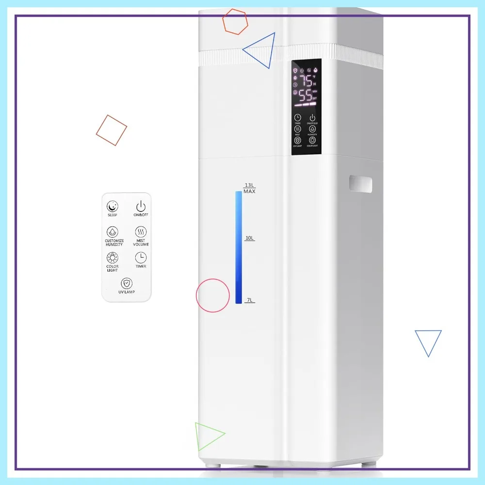 13L/3.43Gal Humidifier for Large Room, 800ft² Coverage, 100H Runtime, Auto Humidity, Top Fill, Quiet 35dB Sleep Mode
13L/3.43Gal Humidifier for Large Room, 800ft² Coverage, 100H Runtime, Auto Humidity, Top Fill, Quiet 35dB Sleep Mode