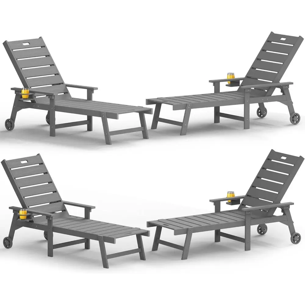 Outdoor 4-Piece Lounge Set: Adjustable Backrest, Cup Holders, Wheels, Weather-Resistant, Grey
Outdoor 4-Piece Lounge Set: Adjustable Backrest, Cup Holders, Wheels, Weather-Resistant, Grey