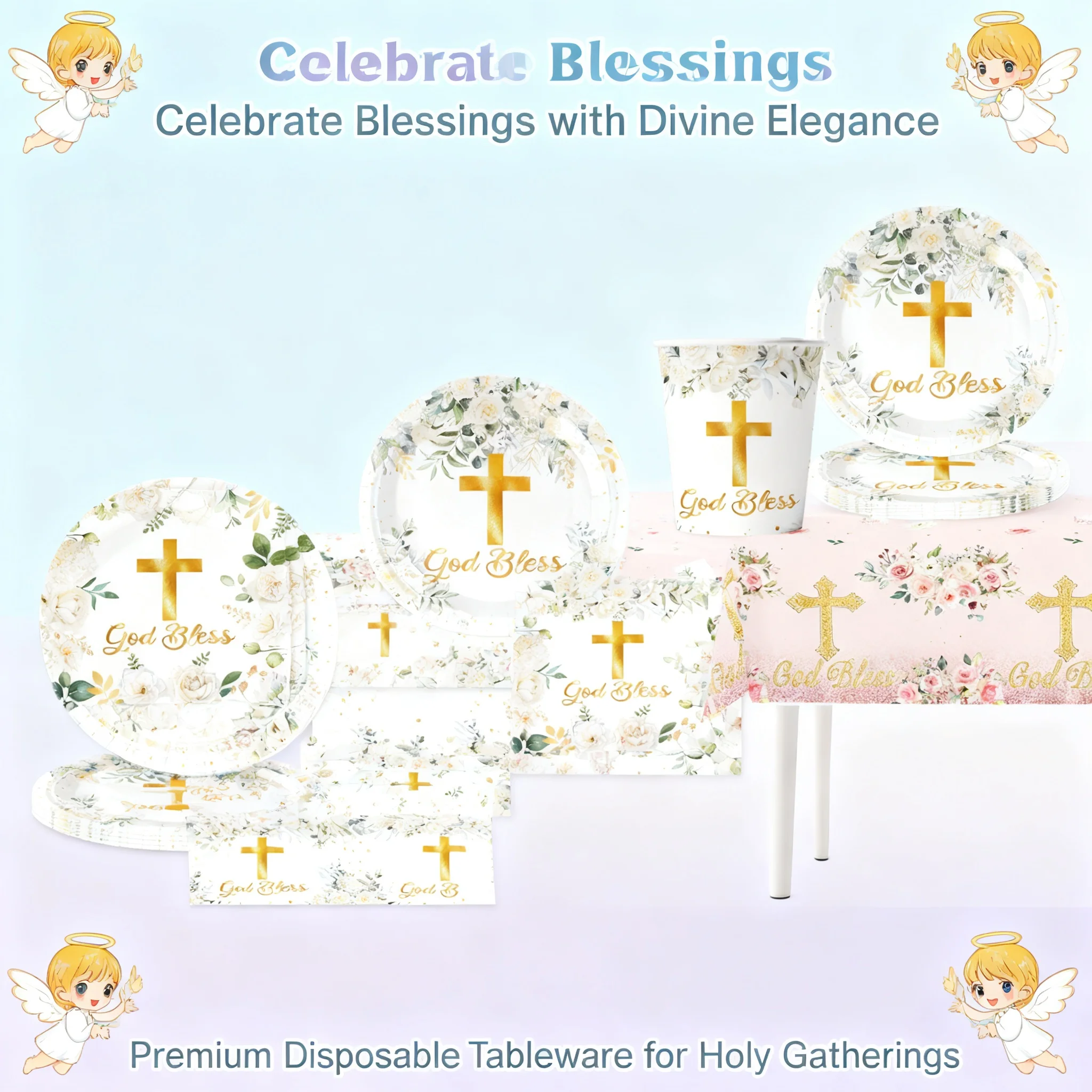 Baby Christening Party Supplies Newborn Disposable Paper Plates Napkins Cups Christening Decorations
Baby Christening Party Supplies Newborn Disposable Paper Plates Napkins Cups Christening Decorations