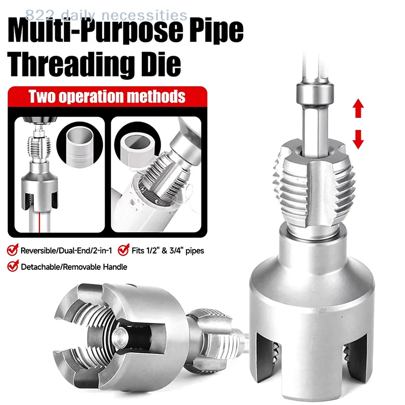 Integrated Internal & External Pipe Threading Tool PVC Pipe Threader Pipe Threading Tool 1/2'' 3/4'' Dies Electric Drill
Integrated Internal & External Pipe Threading Tool PVC Pipe Threader Pipe Threading Tool 1/2'' 3/4'' Dies Electric Drill