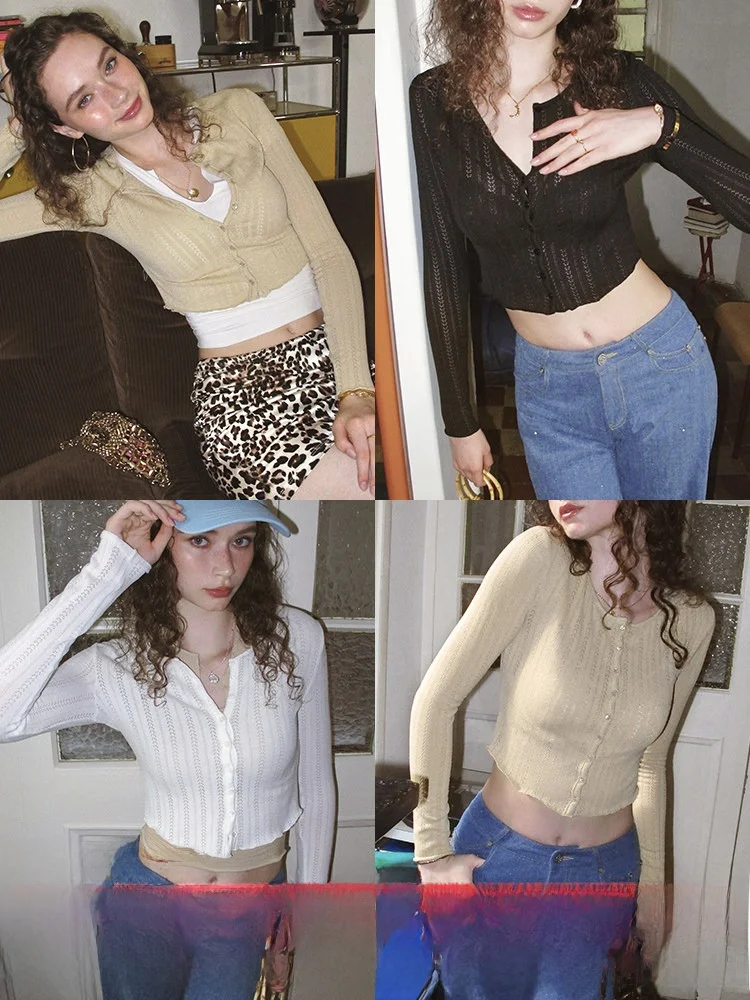 Sexy Bla Knitted Top Women Early Autumn Long Sve Slim Fit Hollow out irt Street Sle Polyester Spandex Open Cardigan
Sexy Bla Knitted Top Women Early Autumn Long Sve Slim Fit Hollow out irt Street Sle Polyester Spandex Open Cardigan