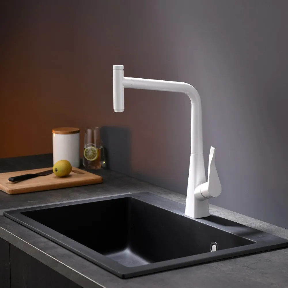 Luxury Brass Pull Out Kitchen sink faucet Modern Design One Hole One Handle Kitchen Tap Hot Cold Water Top Quality,White,Black
Luxury Brass Pull Out Kitchen sink faucet Modern Design One Hole One Handle Kitchen Tap Hot Cold Water Top Quality,White,Black