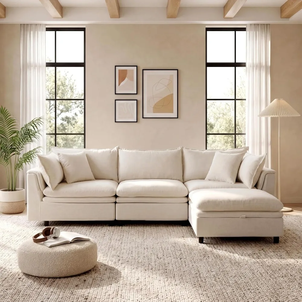 113.4'' Modular Sectional Sofa with Storage Ottoman, Oversized L Shaped Cloud Couch, Modern Comfy Chenille Deep, Customized
113.4'' Modular Sectional Sofa with Storage Ottoman, Oversized L Shaped Cloud Couch, Modern Comfy Chenille Deep, Customized