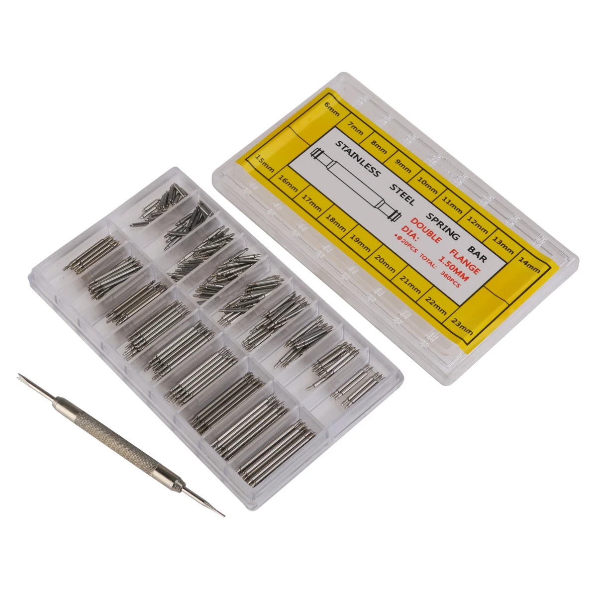 360Pcs Watch Band Link Spring Bars Set Stainless Steel Double Shoulder 6Mm-23Mm Metal Strap Repair Tool Pin Remover
360Pcs Watch Band Link Spring Bars Set Stainless Steel Double Shoulder 6Mm-23Mm Metal Strap Repair Tool Pin Remover