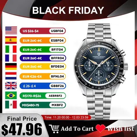 2025 New PAGANI DESIGN Moon V6 Men's Watches Luxury Quartz Watch For Man Chronograph VK63 Men Gift AR Sapphire Mirror Luminous