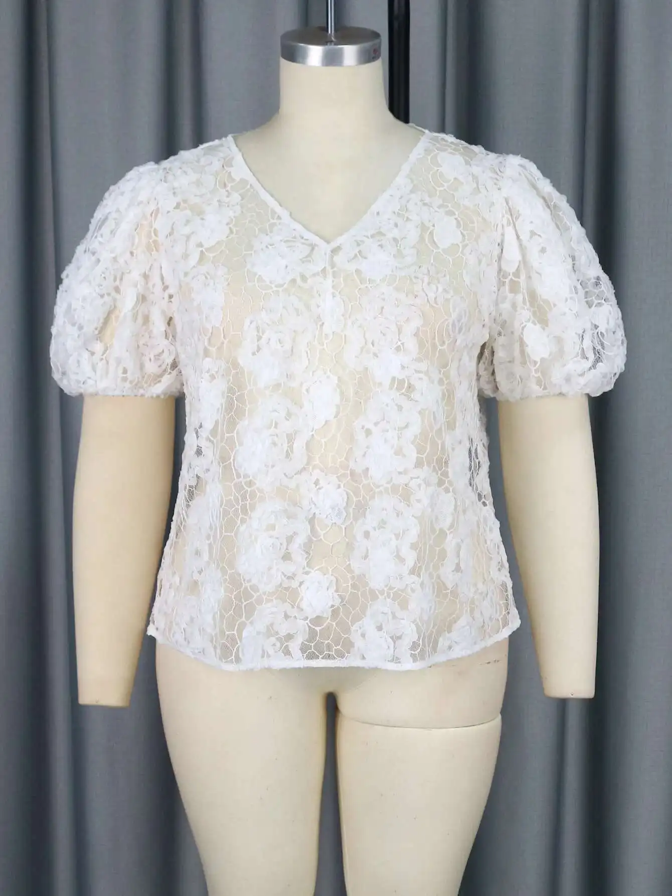Lace AM040215T Versatile Sexy Perspective Hoodie Sexy Wind V-neck Lantern Sleeve Pure White Top TOPS
Lace AM040215T Versatile Sexy Perspective Hoodie Sexy Wind V-neck Lantern Sleeve Pure White Top TOPS