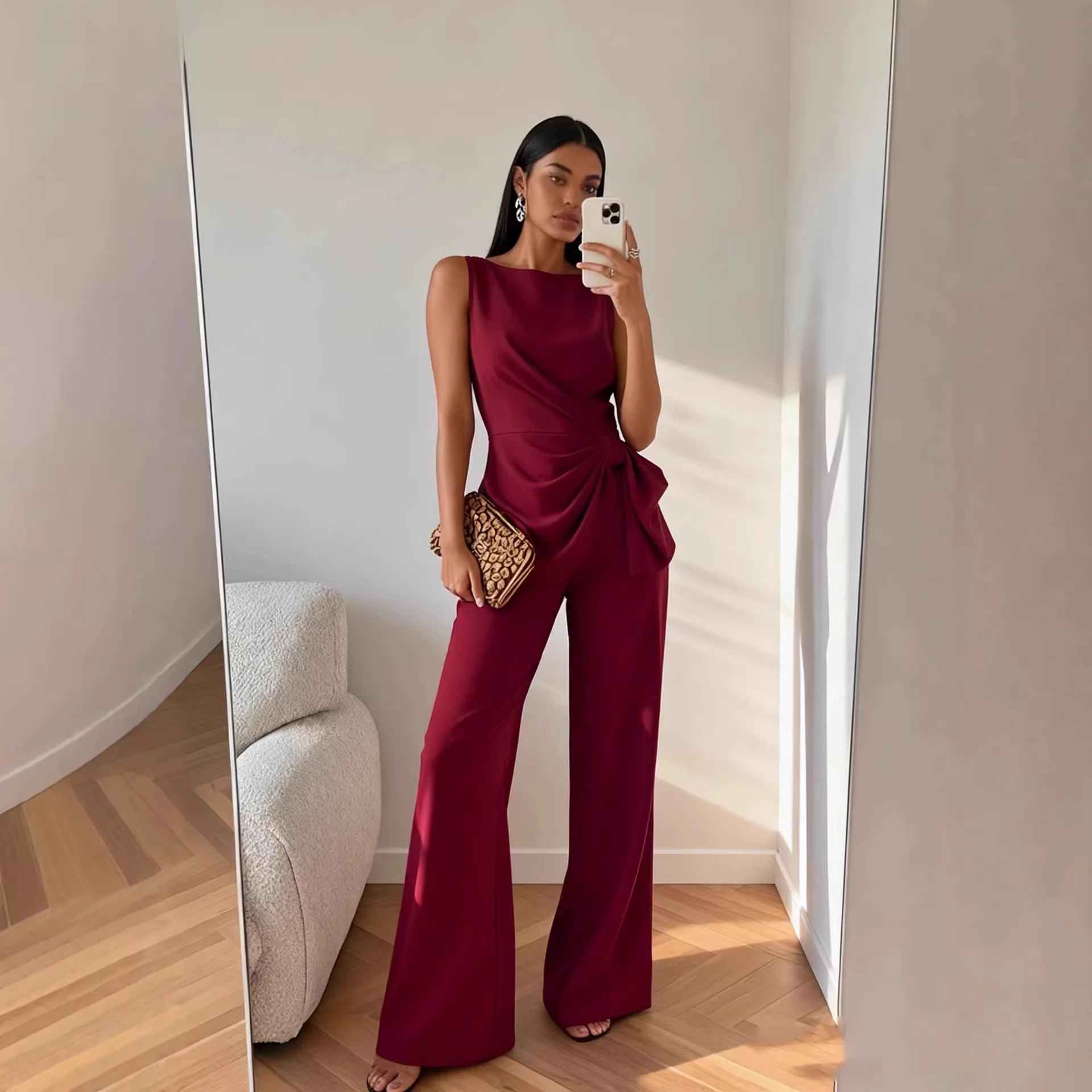 2026 New European and American Women's Solid Color Elegant Jumpsuit with One-Shoulder, Sleeveless, Casual Long Pants
2026 New European and American Women's Solid Color Elegant Jumpsuit with One-Shoulder, Sleeveless, Casual Long Pants