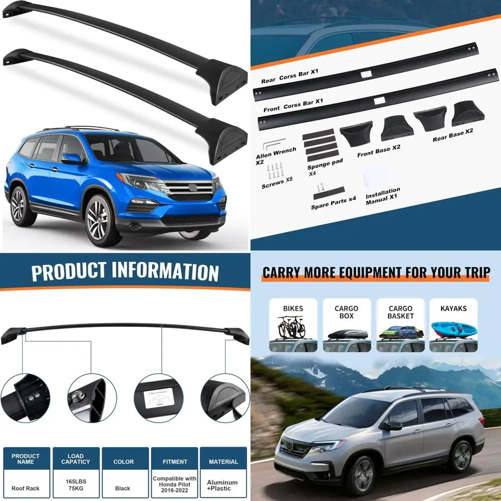 Алюминиевые поперечины на крышу для Honda Pilot 2016-2022 гг. с заподлицовыми рейками, подходят для грузов на крыше, велосипедов и каяков.
Алюминиевые поперечины на крышу для Honda Pilot 2016-2022 гг. с заподлицовыми рейками, подходят для грузов на крыше, велосипедов и каяков.