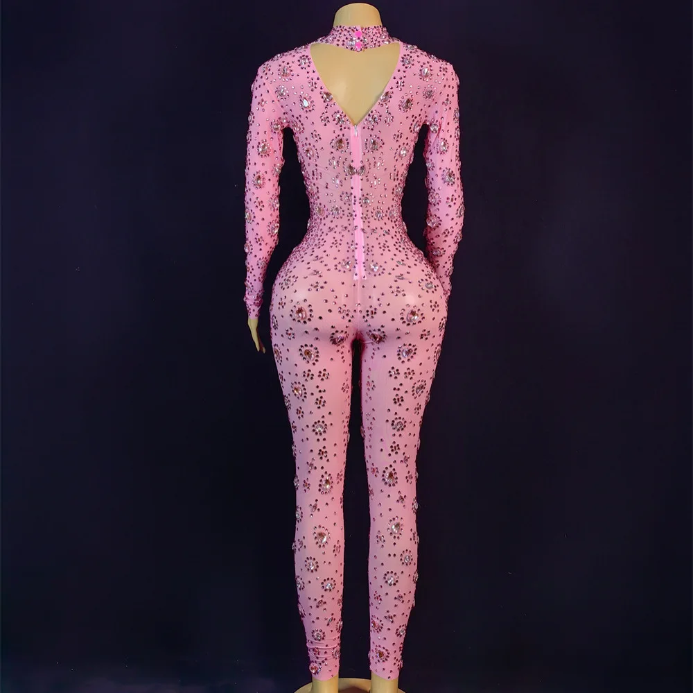 Party performance Sexy bright rhinestone stretch slim jumpsuit stage performance suit
Party performance Sexy bright rhinestone stretch slim jumpsuit stage performance suit