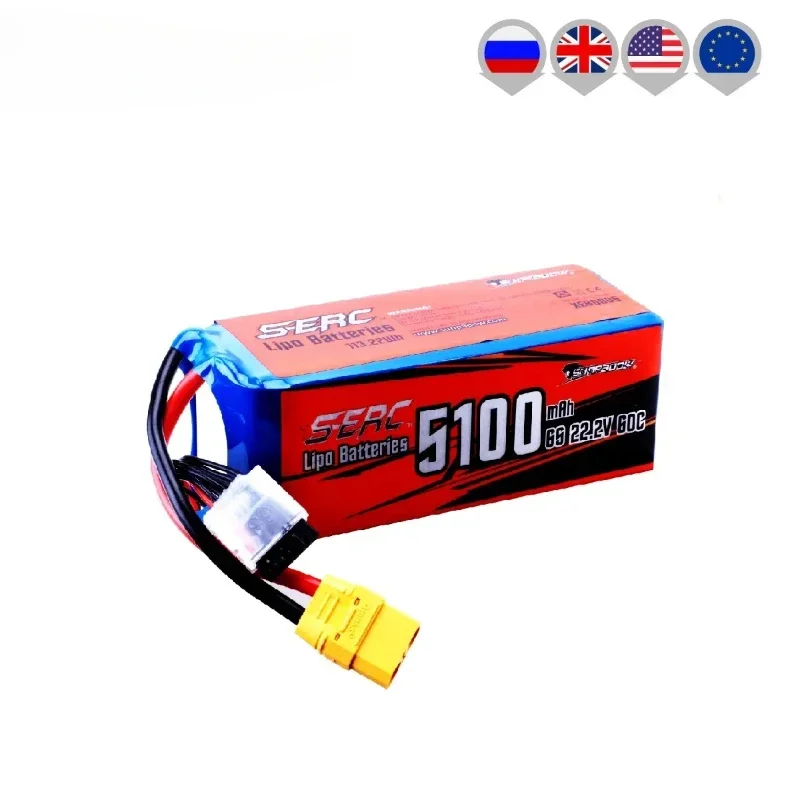5100 мАч 6S Lipo аккумулятор 22,2 В 60C с разъемом XT90 для радиоуправляемого самолета, вертолета, дрона, FPV, квадрокоптера, лодки, модели гонок
5100 мАч 6S Lipo аккумулятор 22,2 В 60C с разъемом XT90 для радиоуправляемого самолета, вертолета, дрона, FPV, квадрокоптера, лодки, модели гонок