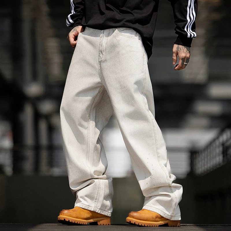 H3712High Street Fashion Brand Dirty White Wide Leg Denim Trousers Men's Niche Parisian Silhouette Cotton Floor-Length Trousers
H3712High Street Fashion Brand Dirty White Wide Leg Denim Trousers Men's Niche Parisian Silhouette Cotton Floor-Length Trousers