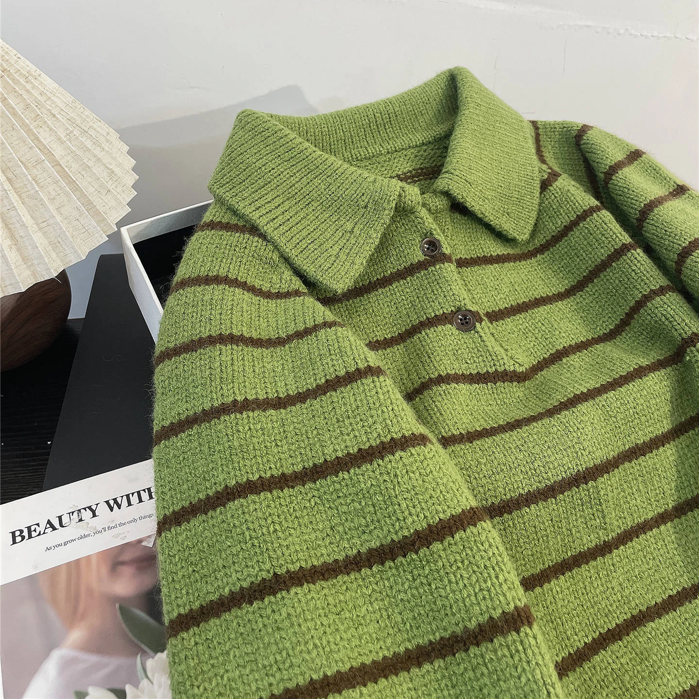 Green Lapel Striped Sweater for Women Korean Style Patchwork Loose Pullovers Female Long Sleeeves Thermal Knitted Tops
Green Lapel Striped Sweater for Women Korean Style Patchwork Loose Pullovers Female Long Sleeeves Thermal Knitted Tops