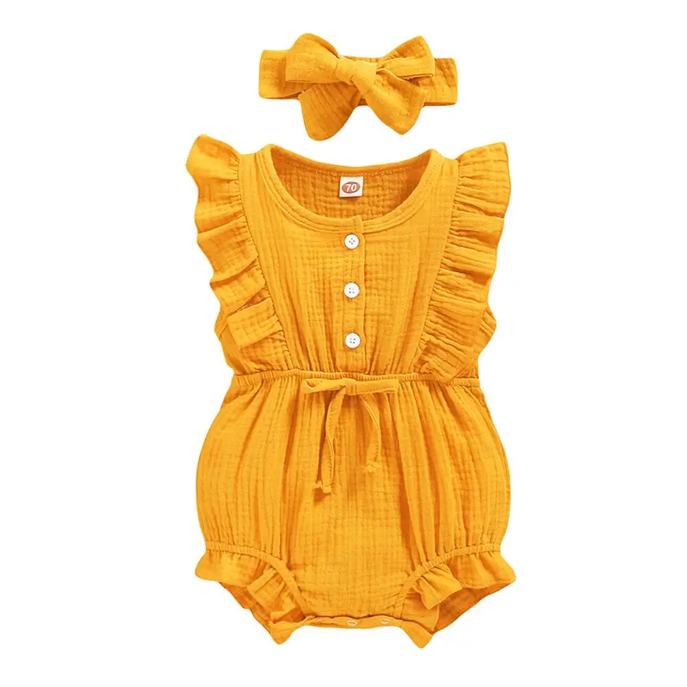 Summer Baby Girls Romper + Headband Cotton Linen Ruffles Sleeveless Infant Rompers Newborn Clothes
Summer Baby Girls Romper + Headband Cotton Linen Ruffles Sleeveless Infant Rompers Newborn Clothes