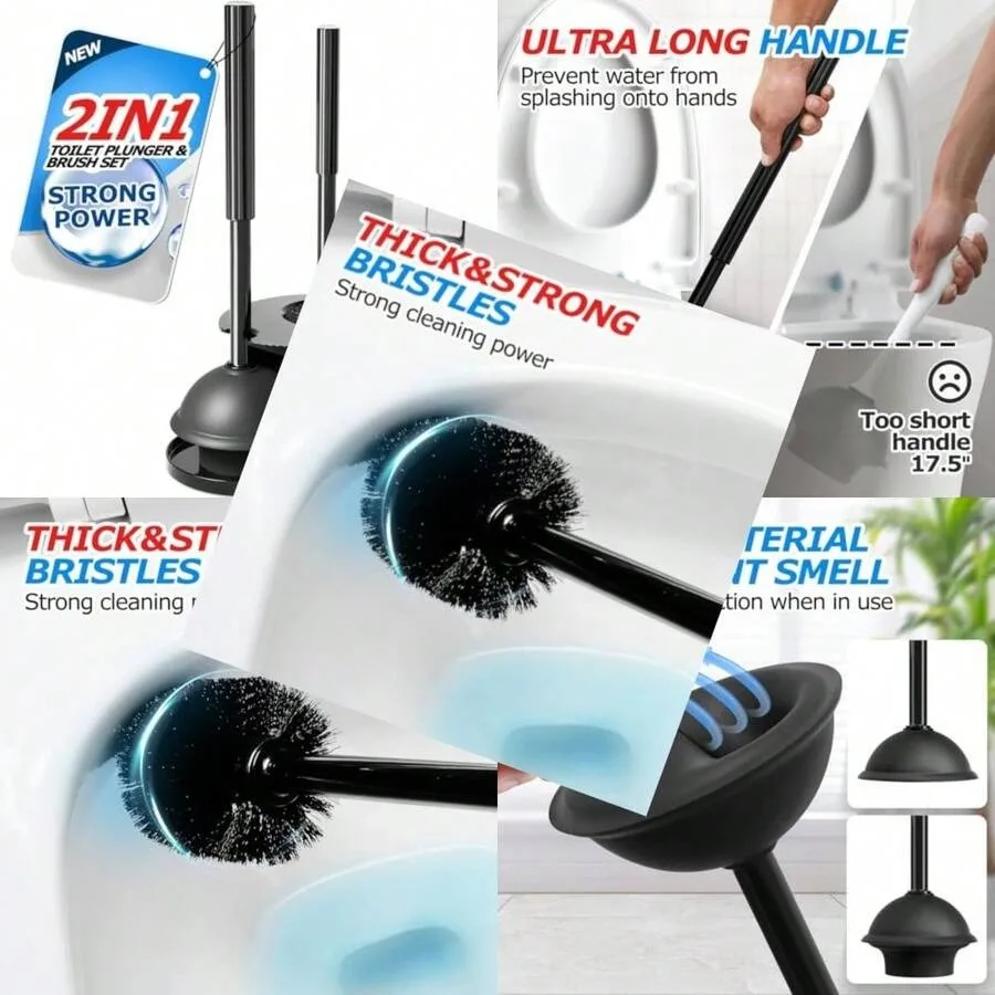 2 In 1 Toilet Plunger And Brush Set Extended Handle Plunger Toilet Bowl Brush Plunger Set, Bathroom Cleaning Tools Toilet Brush
2 In 1 Toilet Plunger And Brush Set Extended Handle Plunger Toilet Bowl Brush Plunger Set, Bathroom Cleaning Tools Toilet Brush
