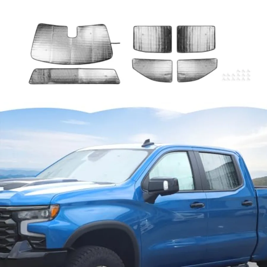 Windshield Sunshade for GMC Sierra Chevrolet Silverado 2019-2024 6PCS reflective aluminum material black foldable and custom-fi
Windshield Sunshade for GMC Sierra Chevrolet Silverado 2019-2024 6PCS reflective aluminum material black foldable and custom-fi